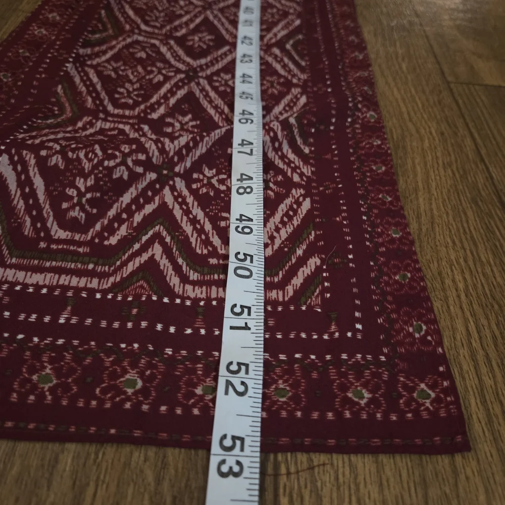 Boho Wine Red Geometric Long Scarf Oblong Lightweight Retro Folk Print